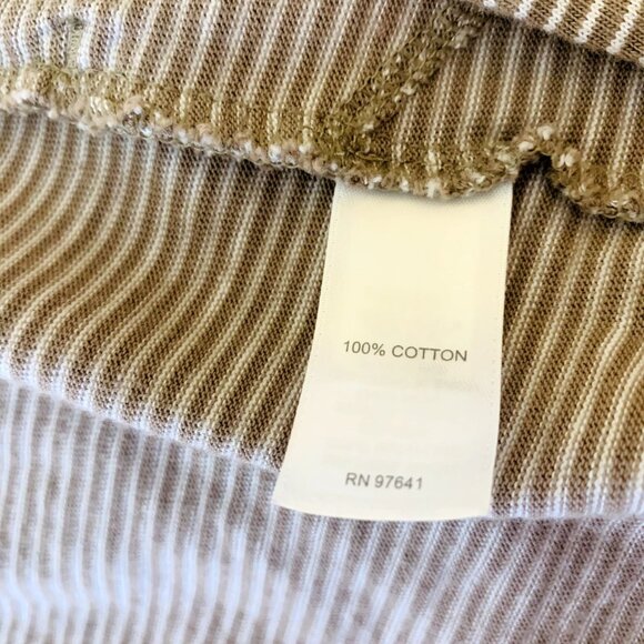 J Jill Women Cardigan Sweater Open Front Tan Stripe Cotton Knit Size M - Picture 11 of 14